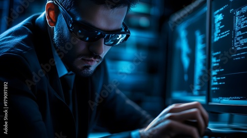 A security consultant conducting a penetration test photo