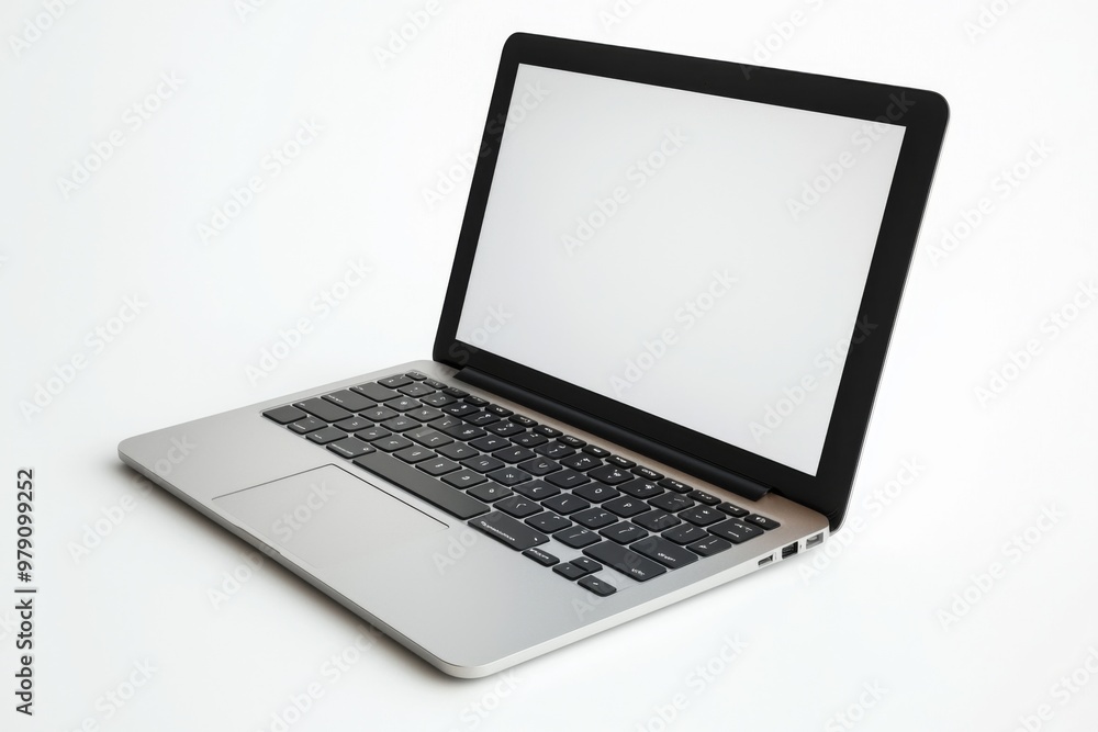 Laptop Mockup on Isolated white background created with Generative AI Laptop Mockup on Isolated white background created with Generative AI