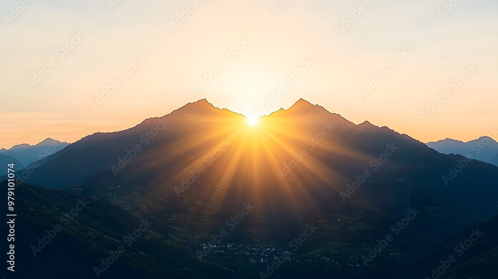 Illuminated Path to Success - Silhouetted Mountains at Sunrise Inspiring Growth and Triumph in Business Endeavors Illuminated Path to Success - Silhouetted Mountains at Sunrise Inspiring Growth and Triumph in Business Endeavors
