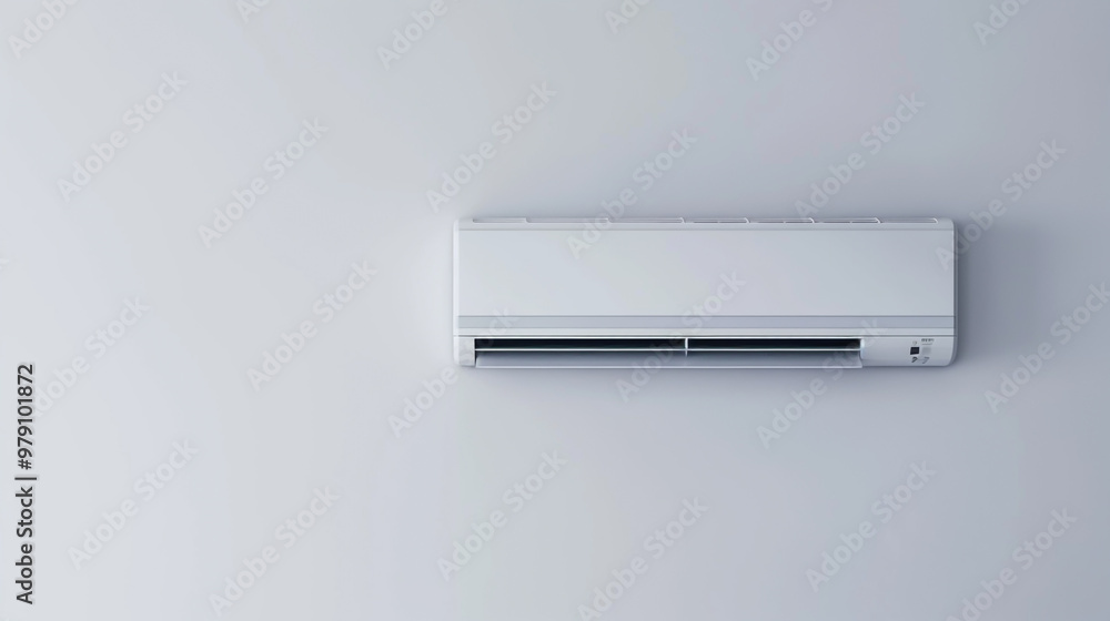 Modern air conditioner on a white wall in a modern house interior Modern air conditioner on a white wall in a modern house interior