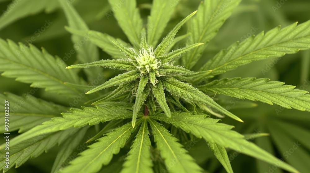 Closeup of Cannabis Plant with Budding Flowers Closeup of Cannabis Plant with Budding Flowers