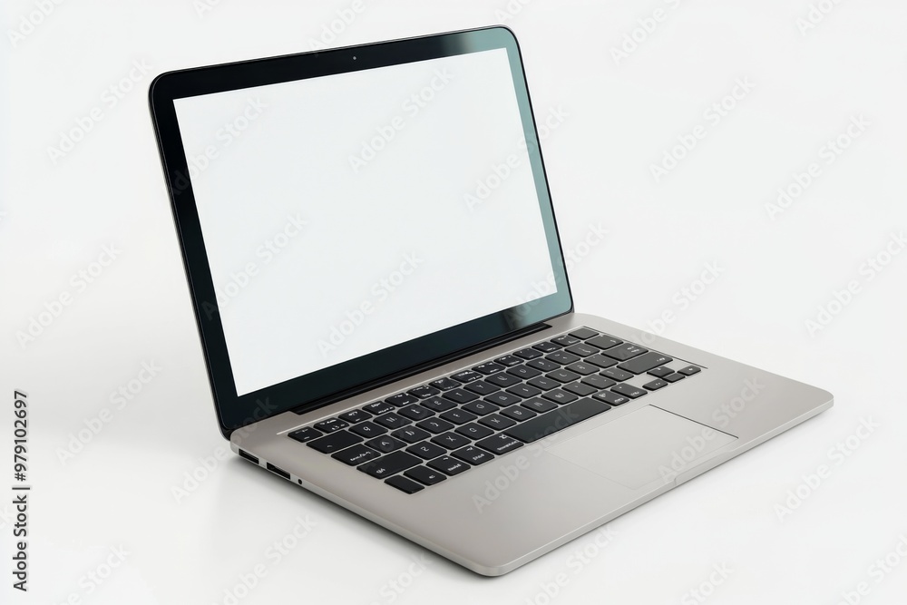 Laptop Mockup on Isolated white background created with Generative AI Laptop Mockup on Isolated white background created with Generative AI