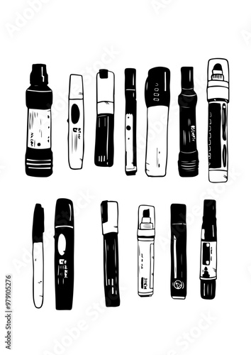 Graffiti Markers Vectors Icons Set