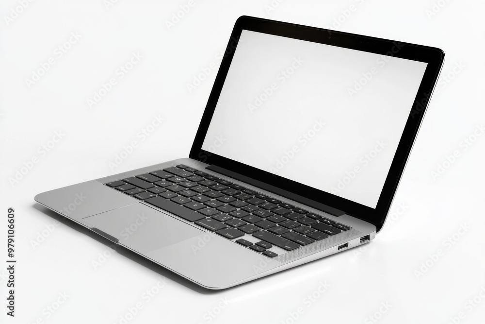 Laptop Mockup on Isolated white background created with Generative AI Laptop Mockup on Isolated white background created with Generative AI