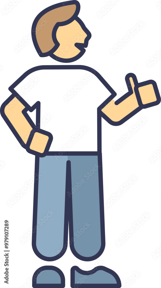 Cartoon person standing and showing a thumbs-up gesture, symbolizing approval or positivity. Cartoon person standing and showing a thumbs-up gesture, symbolizing approval or positivity.