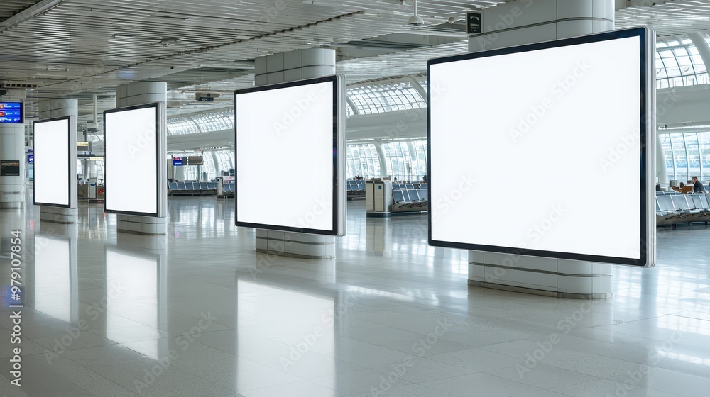 Blank Advertisement Display in Airport Terminal Blank Advertisement Display in Airport Terminal
