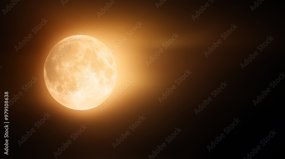 A stunning view of the glowing moon illuminating the night sky with a bright, ethereal light. A stunning view of the glowing moon illuminating the night sky with a bright, ethereal light.