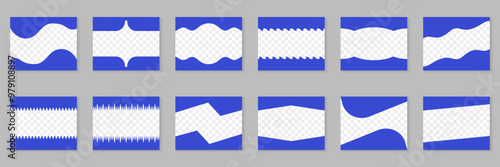 Divider Shapes for Websites Collection. Abstract Design Elements for Header and Bottom Section. Wave Shapes, Curve Frame, Drop Separator Set with Transparent Background. Isolated Vector Illustration