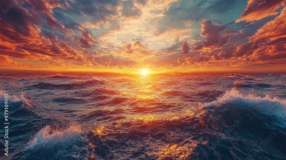 Sunset Over the Ocean Waves Sunset Over the Ocean Waves
