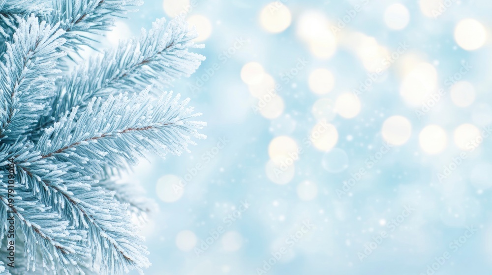 spruce branches with white bokeh lights in the background. christmas concepts spruce branches with white bokeh lights in the background. christmas concepts