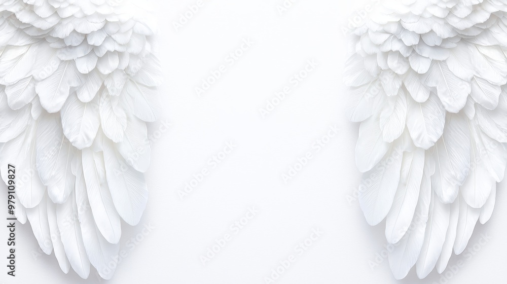 White Angel Wings on White Background Minimalist Abstract Design White Angel Wings on White Background Minimalist Abstract Design