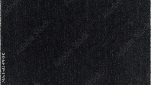 Black Fabric Texture with Subtle White Stitching, Ideal for Design Backgrounds or Patterns