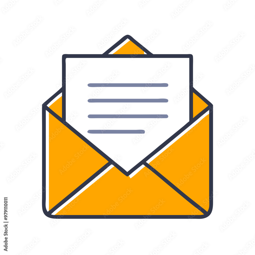 Open envelope with letter icon Open envelope with letter icon
