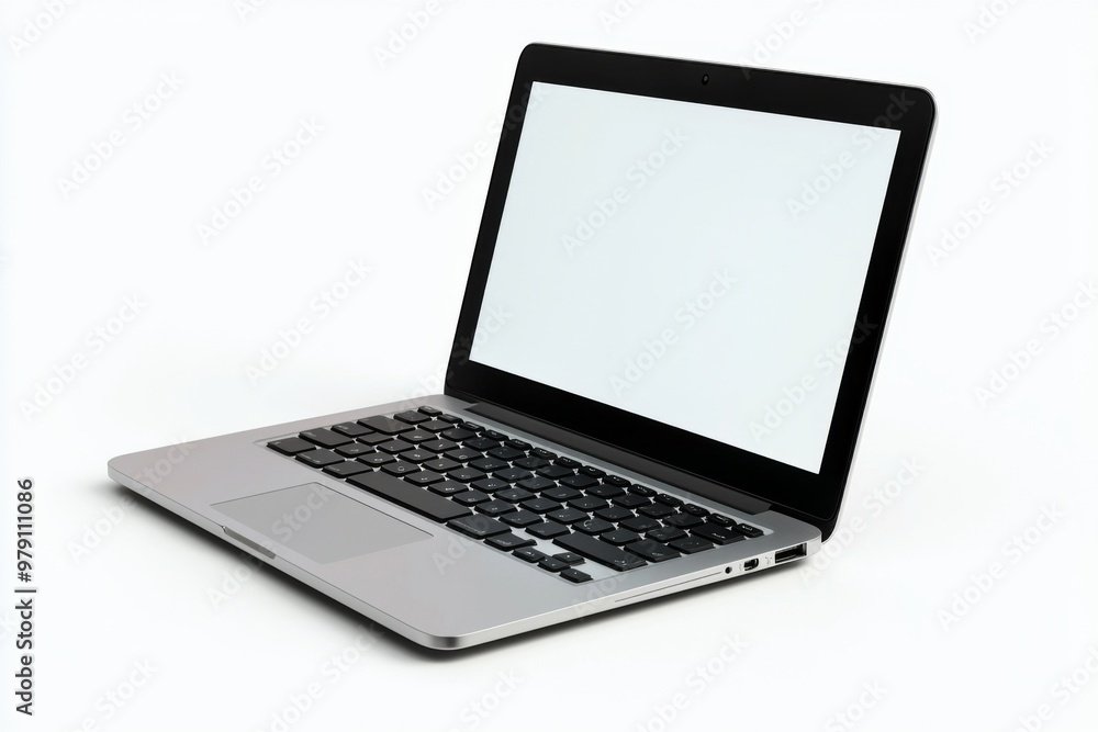Laptop Mockup on Isolated white background created with Generative AI Laptop Mockup on Isolated white background created with Generative AI