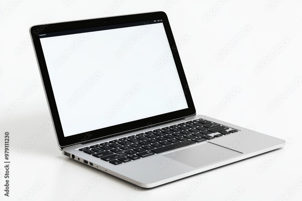 Laptop Mockup on Isolated white background created with Generative AI Laptop Mockup on Isolated white background created with Generative AI