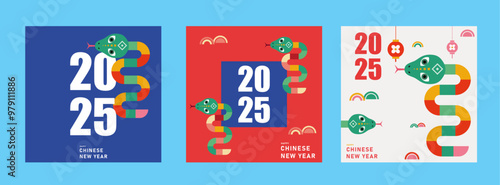 happy new year 2025, chinese new year 2025, year of the snake, for card, banner, Flyer Template.