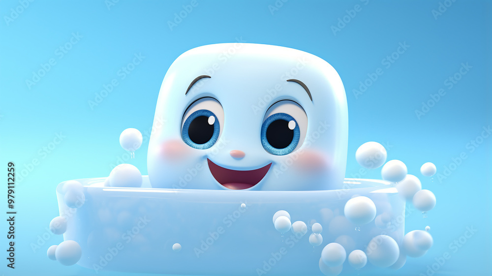 funny emotional cartoon with a smile and eyes image character hygiene soap or shampoo for children funny emotional cartoon with a smile and eyes image character hygiene soap or shampoo for children