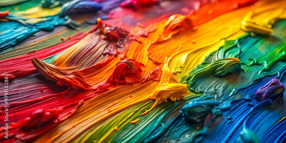 Close-up photo capturing the vibrant and textured brushstrokes of colorful oil painting , abstract, art, vibrant Close-up photo capturing the vibrant and textured brushstrokes of colorful oil painting , abstract, art, vibrant