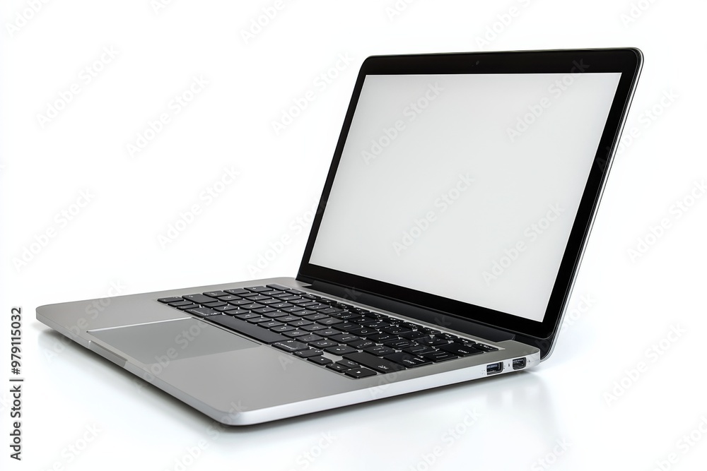 Laptop Mockup on Isolated white background created with Generative AI Laptop Mockup on Isolated white background created with Generative AI