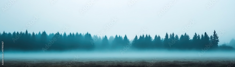 A serene misty forest landscape, showcasing tall trees shrouded in fog, creating an ethereal and calming atmosphere. A serene misty forest landscape, showcasing tall trees shrouded in fog, creating an ethereal and calming atmosphere.