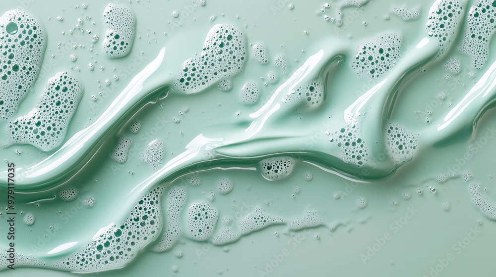 Abstract background. Flow of mint color paint with bubbles and lumps. Mint colored liquid. AI generative Abstract background. Flow of mint color paint with bubbles and lumps. Mint colored liquid. AI generative