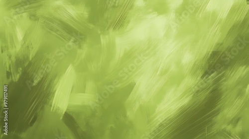 Abstract Green Brushstrokes on Canvas. 