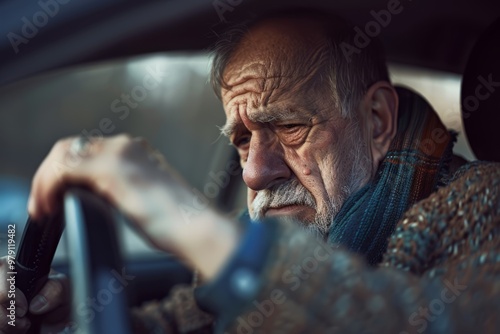 Wallpaper Mural Portrait of an Elderly Man in a Car Torontodigital.ca