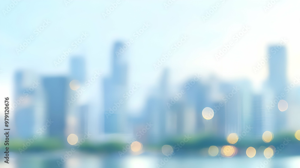 Abstract Blurred Cityscape Background with Bokeh Lights in Blue Tones Abstract Blurred Cityscape Background with Bokeh Lights in Blue Tones