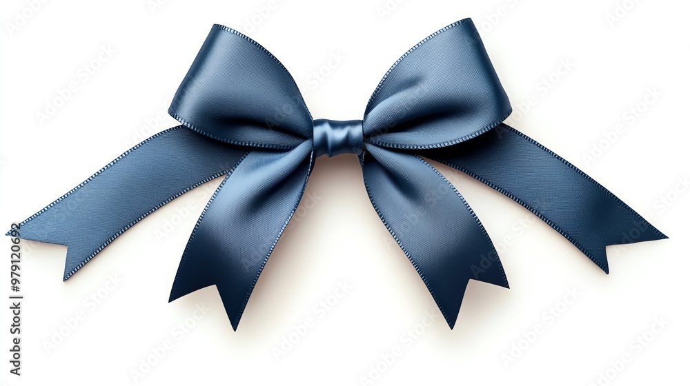 A realistic satin bow, gracefully looping ribbon, photorealistic detail, midnight blue, isolated on white background A realistic satin bow, gracefully looping ribbon, photorealistic detail, midnight blue, isolated on white background