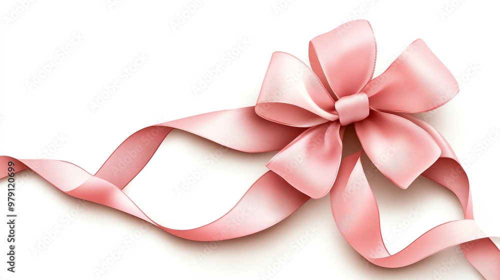 A realistic satin bow, smooth ribbon with natural folds, high-detail, pastel pink, isolated on white background A realistic satin bow, smooth ribbon with natural folds, high-detail, pastel pink, isolated on white background