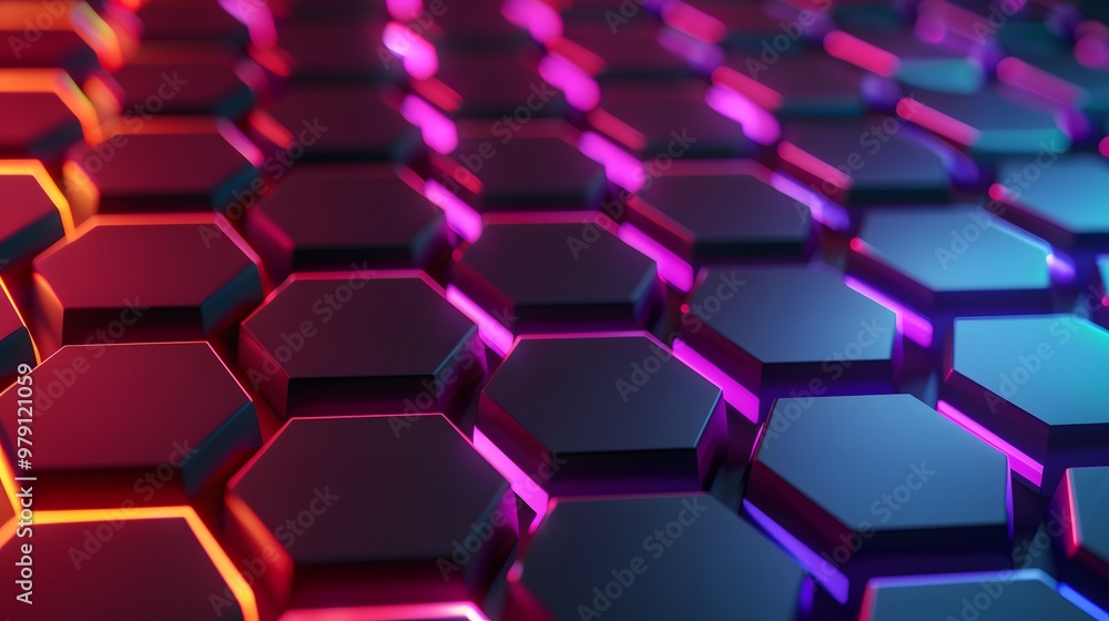 Abstract Geometric Pattern with Neon Lights. Abstract Geometric Pattern with Neon Lights.