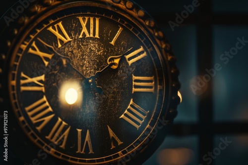 Close Up Of A Vintage Clock Face photo