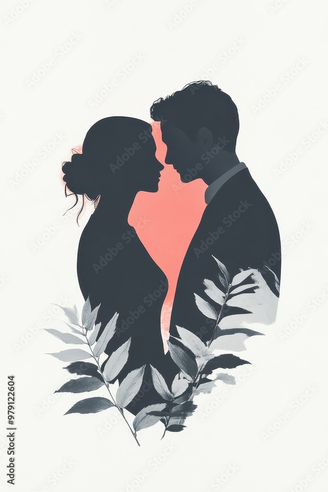Elegant silhouette of a romantic couple against a soft backdrop, symbolizing love, connection, and intimacy. Elegant silhouette of a romantic couple against a soft backdrop, symbolizing love, connection, and intimacy.