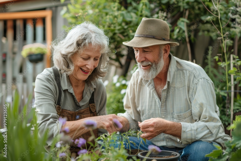 Fototapeta premium Happy Couple Gardening Together