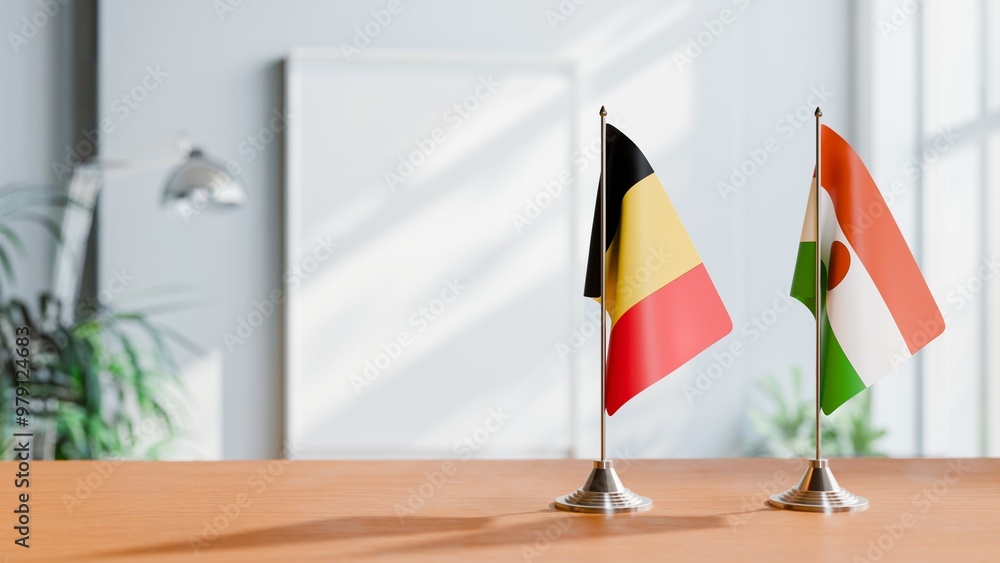 FLAGS OF CHAD AND NIGER ON TABLE FLAGS OF CHAD AND NIGER ON TABLE