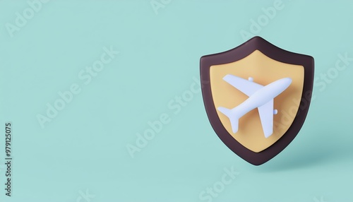 A travel security badge featuring an airplane design, ideal for representing safety and protection in aviation-themed content.