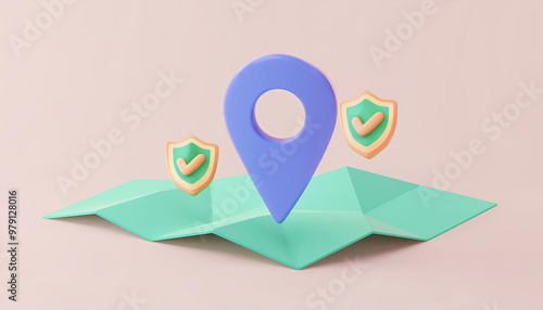 Stylish illustration of a map with a marker, symbolizing medical location and safety.