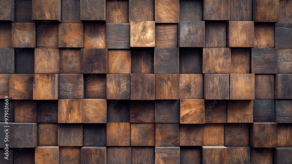 Wooden Block Wall Close Up Wooden Block Wall Close Up