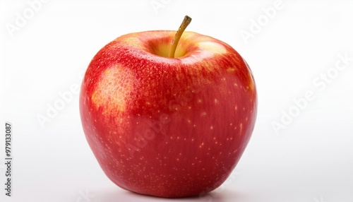 Isolated ripe apple with depth of field highlighting fresh fruit texture and vibrant color