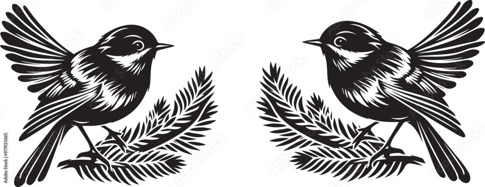 Elegant Black and White Sparrow Vector Illustration Elegant Black and White Sparrow Vector Illustration