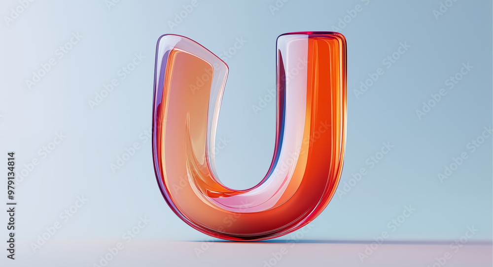 Modern letter U on plain background Modern letter U on plain background