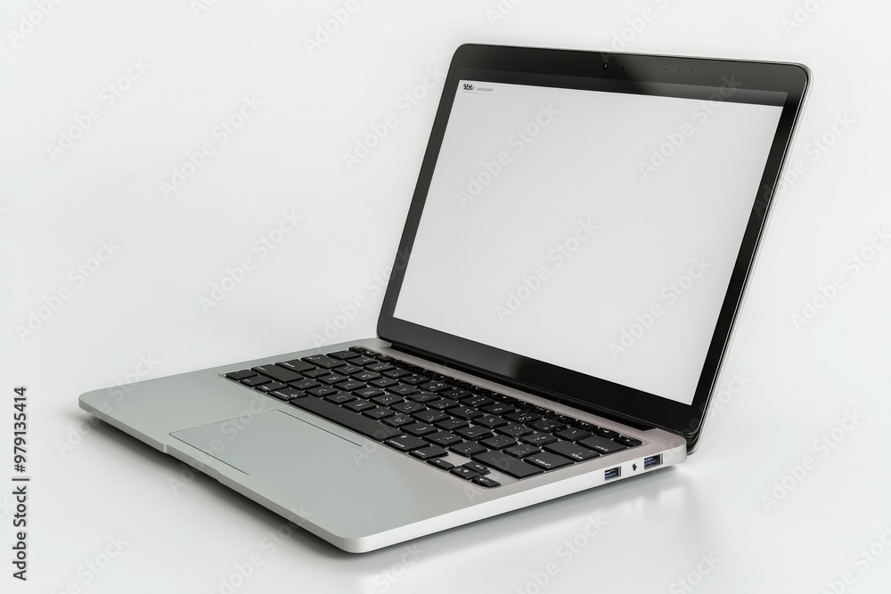 Laptop Mockup on Isolated white background created with Generative AI Laptop Mockup on Isolated white background created with Generative AI