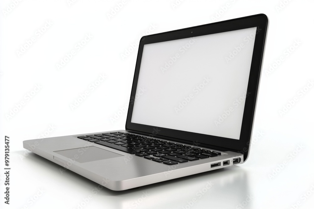Laptop Mockup on Isolated white background created with Generative AI Laptop Mockup on Isolated white background created with Generative AI