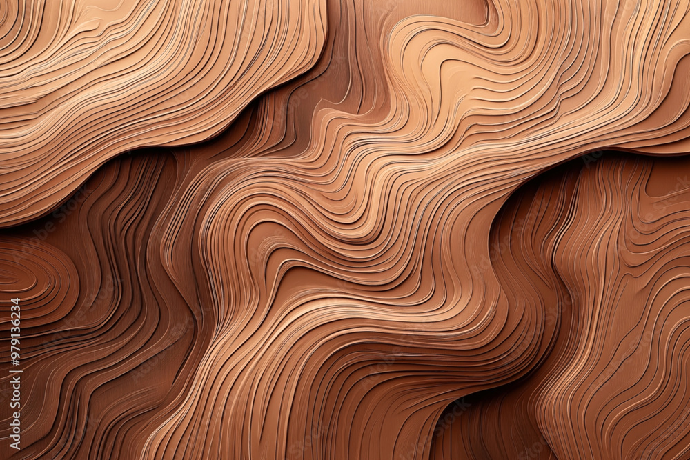 Abstract image featuring wavy, layered brown shapes creating a 3D effect. The design appears organic and flowy, resembling geological formations or wood grain patterns. Abstract image featuring wavy, layered brown shapes creating a 3D effect. The design appears organic and flowy, resembling geological formations or wood grain patterns.