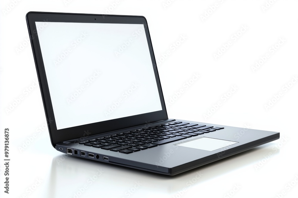 Laptop Mockup on Isolated white background created with Generative AI Laptop Mockup on Isolated white background created with Generative AI
