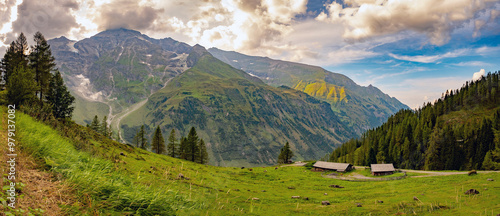 Grossglockner, Carinthia, Austria - September 1, 2024: Panoramic view of a farm in the Grossglockner Alpine Road photo