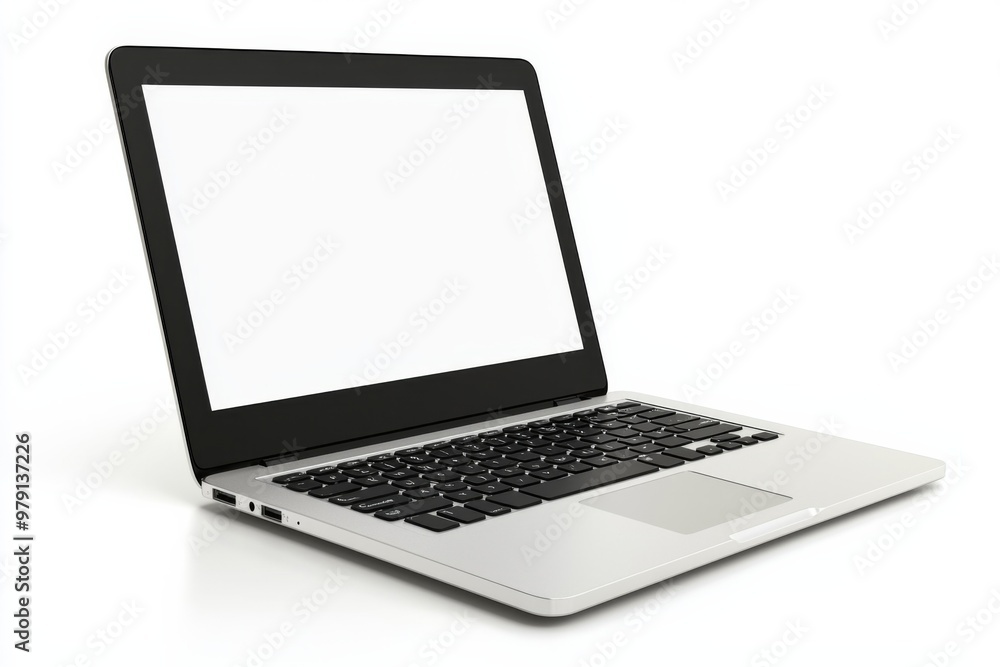 Laptop Mockup on Isolated white background created with Generative AI Laptop Mockup on Isolated white background created with Generative AI