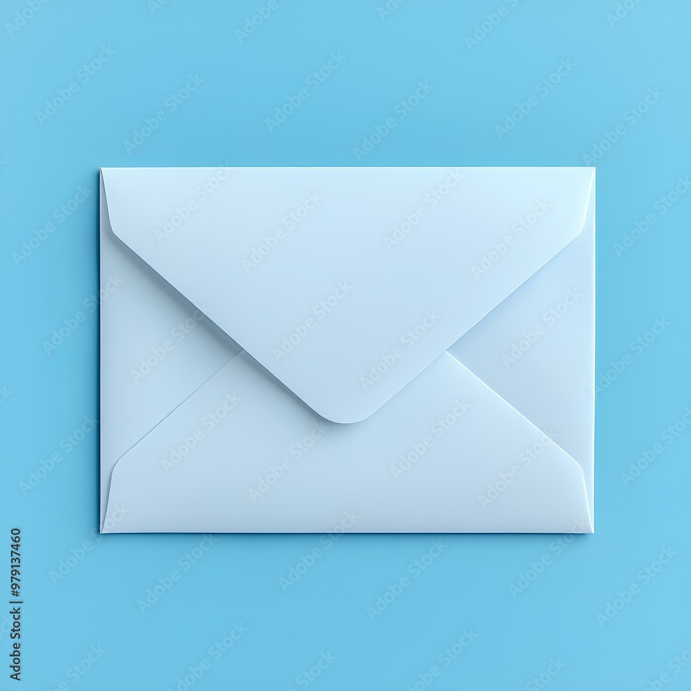 white envelope on blue background, top view, flat lay design. Minimalist stationery concept with sealed rectangular envelope. white paper envelope for invitations, letters, or messages white envelope on blue background, top view, flat lay design. Minimalist stationery concept with sealed rectangular envelope. white paper envelope for invitations, letters, or messages