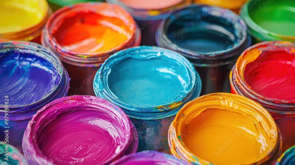A vibrant collection of paint. A vibrant collection of paint.