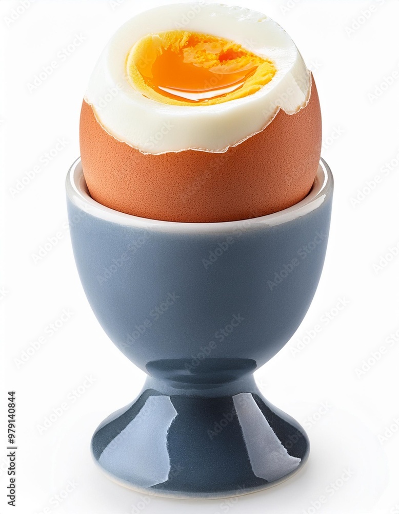 Soft Boiled Egg in Egg Cup Isolated on White Background, Clipping Path, Full Depth of Field Soft Boiled Egg in Egg Cup Isolated on White Background, Clipping Path, Full Depth of Field